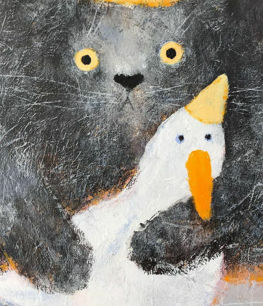 Cat with a Duck on a Plate – Original
