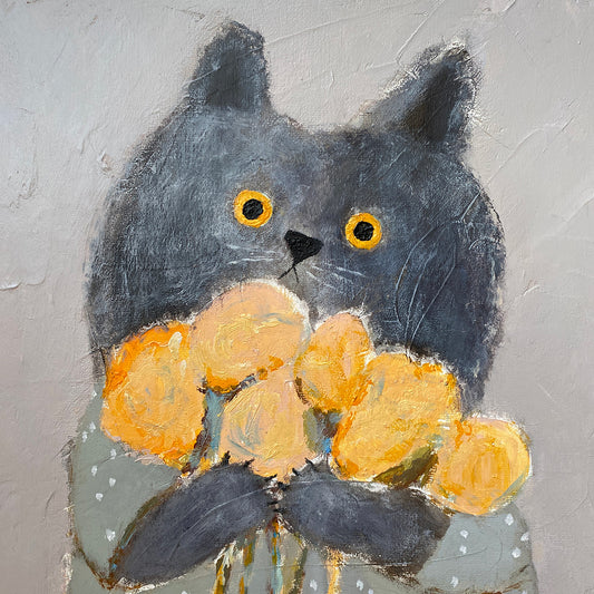 Cat with Flowers – Original