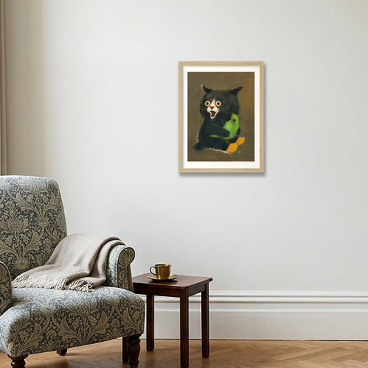 Parrot and Me — 30×40cm, 12×16" Oak Frame