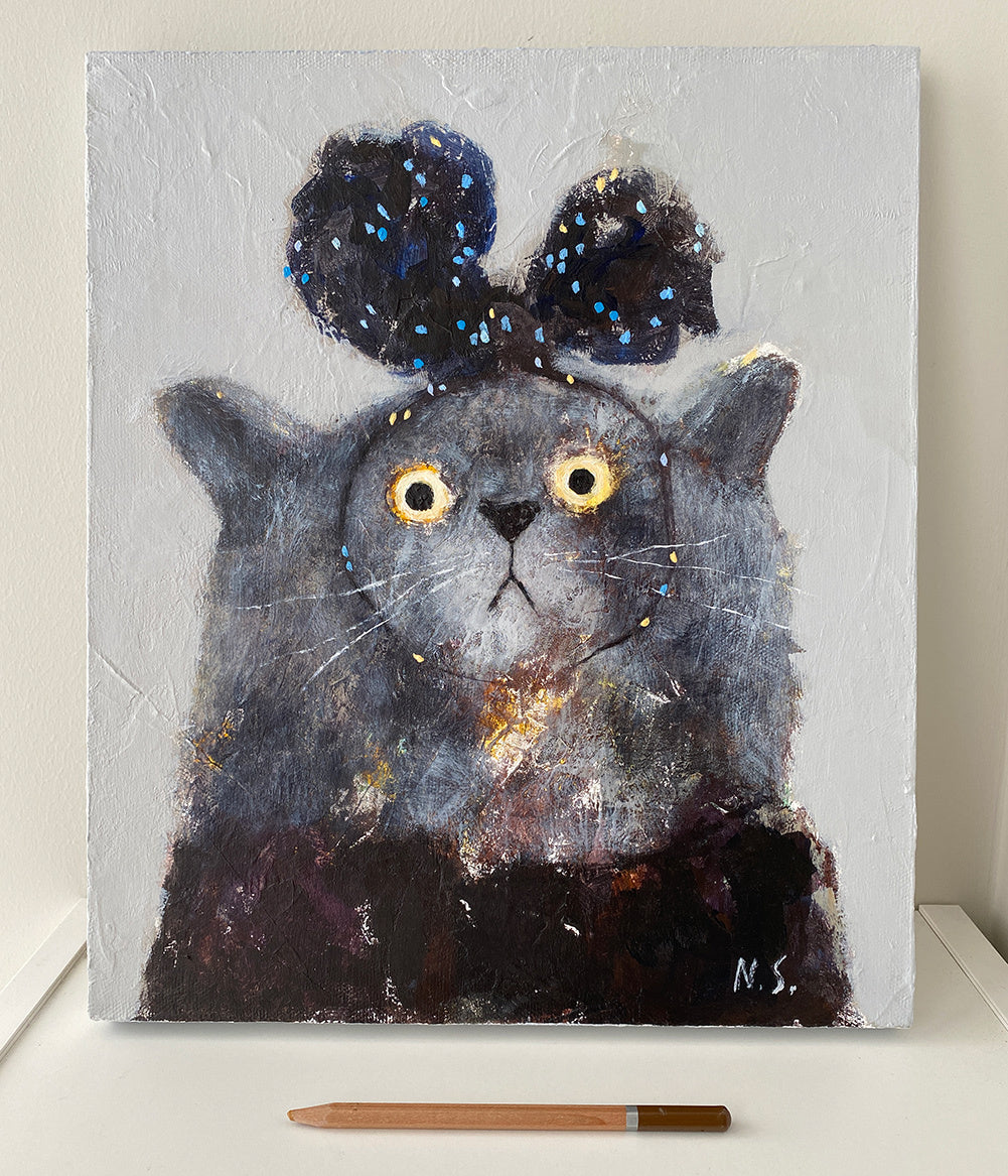 Cat with a Spotted Bow – Original