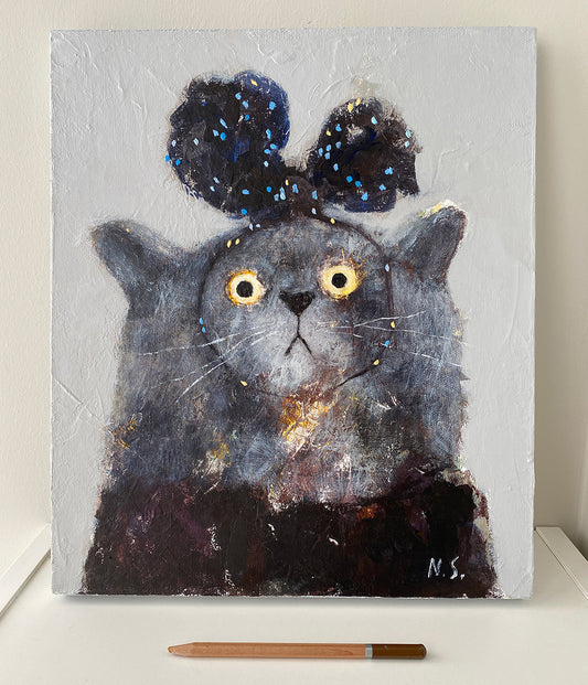 Cat with a Spotted Bow – Original