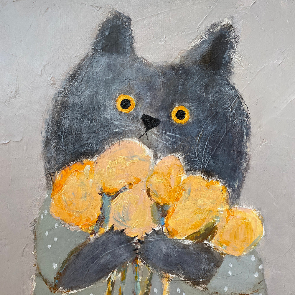 Cat with Flowers – Original