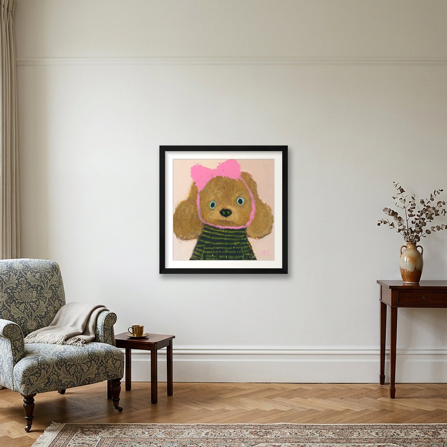 Pink Bow — 40×40cm, 16×16" Black Frame