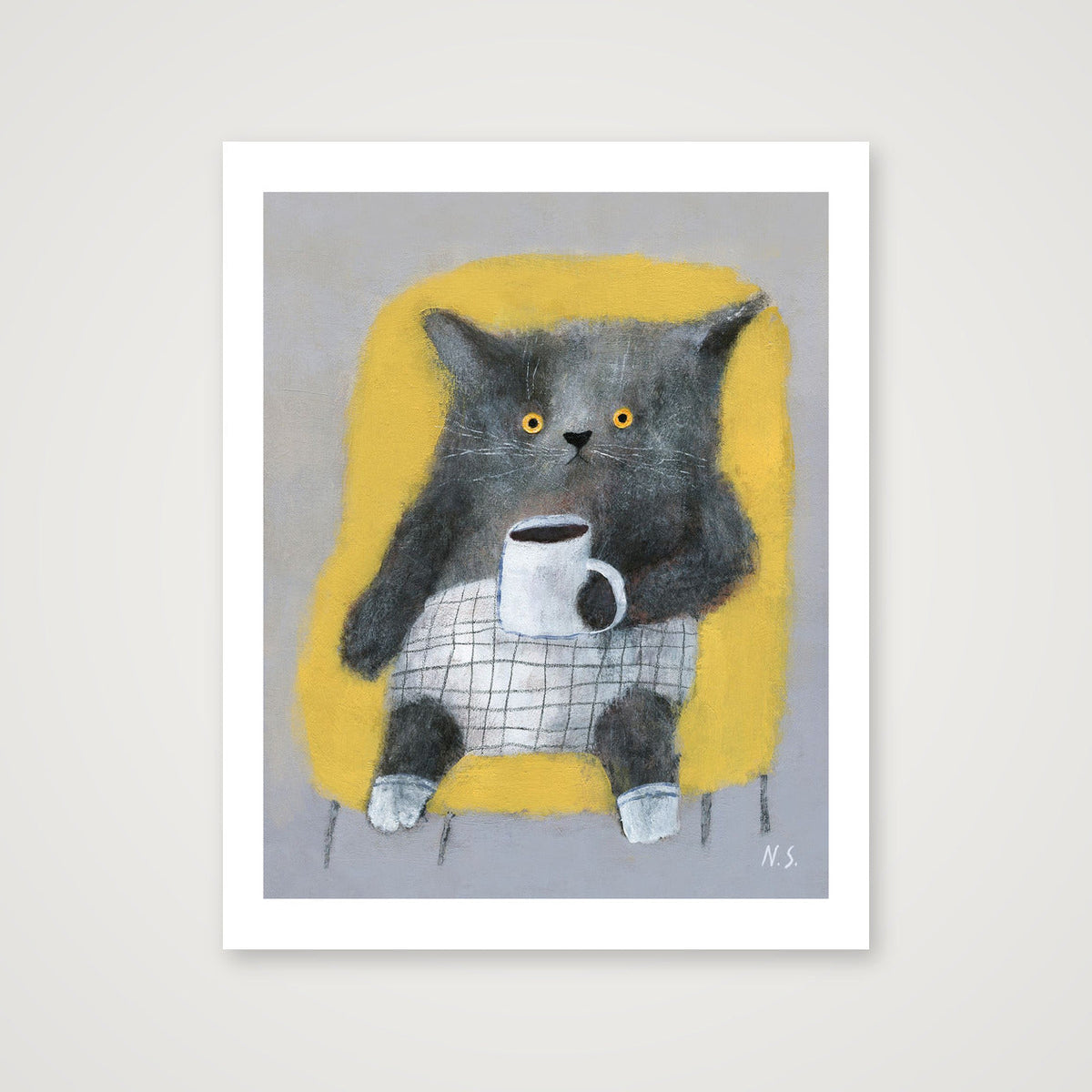  Cat in the Yellow Chair  — 40×50cm, 16×20" Print only