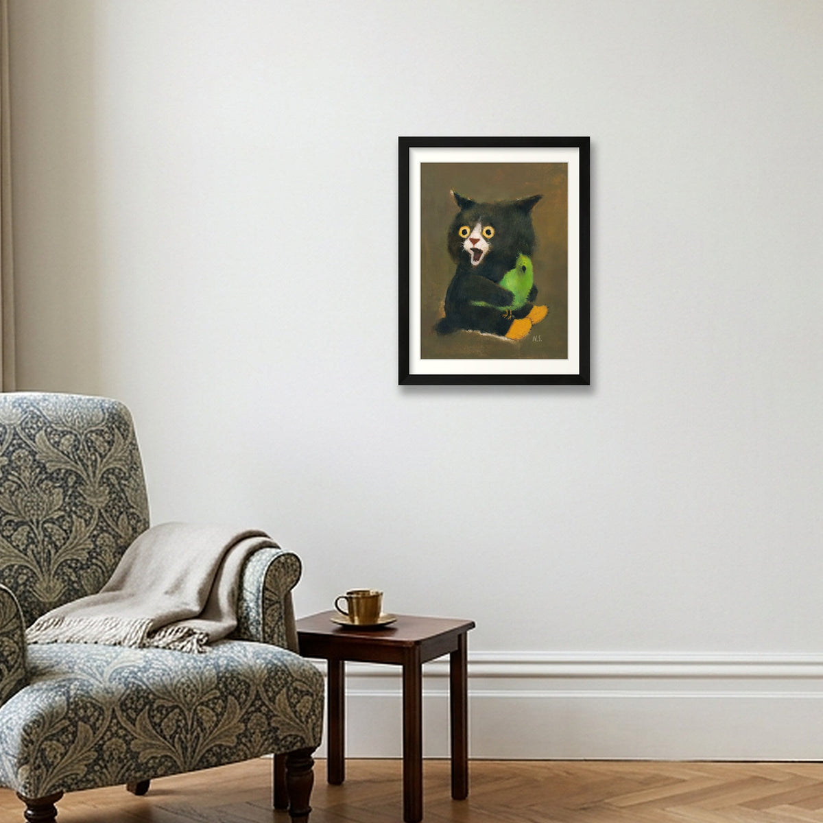 Parrot and Me — 30×40cm, 12×16" Black Frame