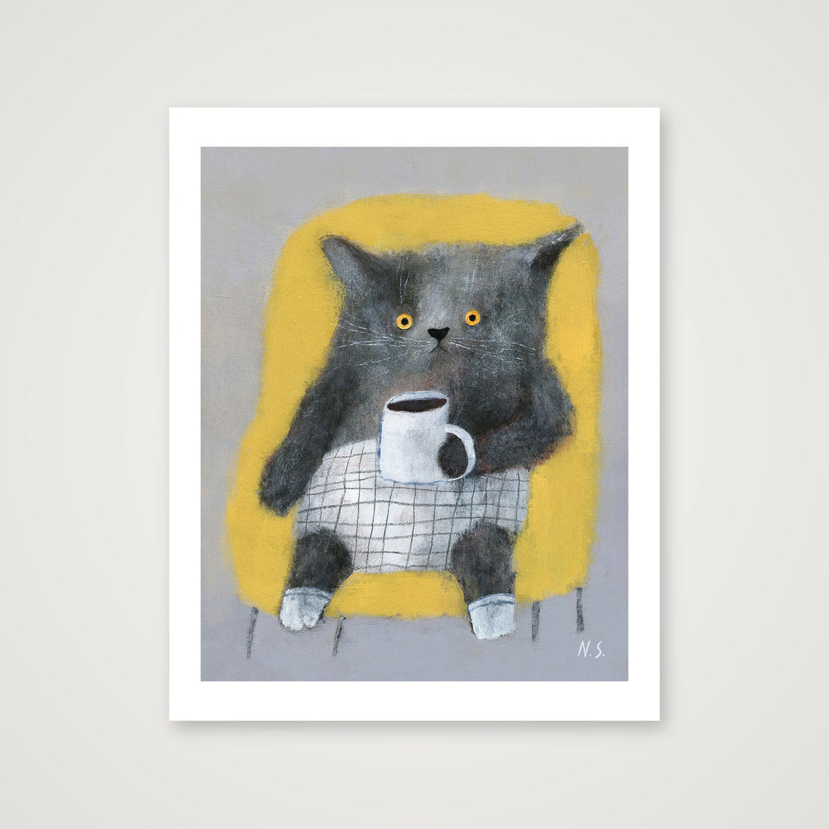  Cat in the Yellow Chair  — 28×35cm, 11×14" Print only
