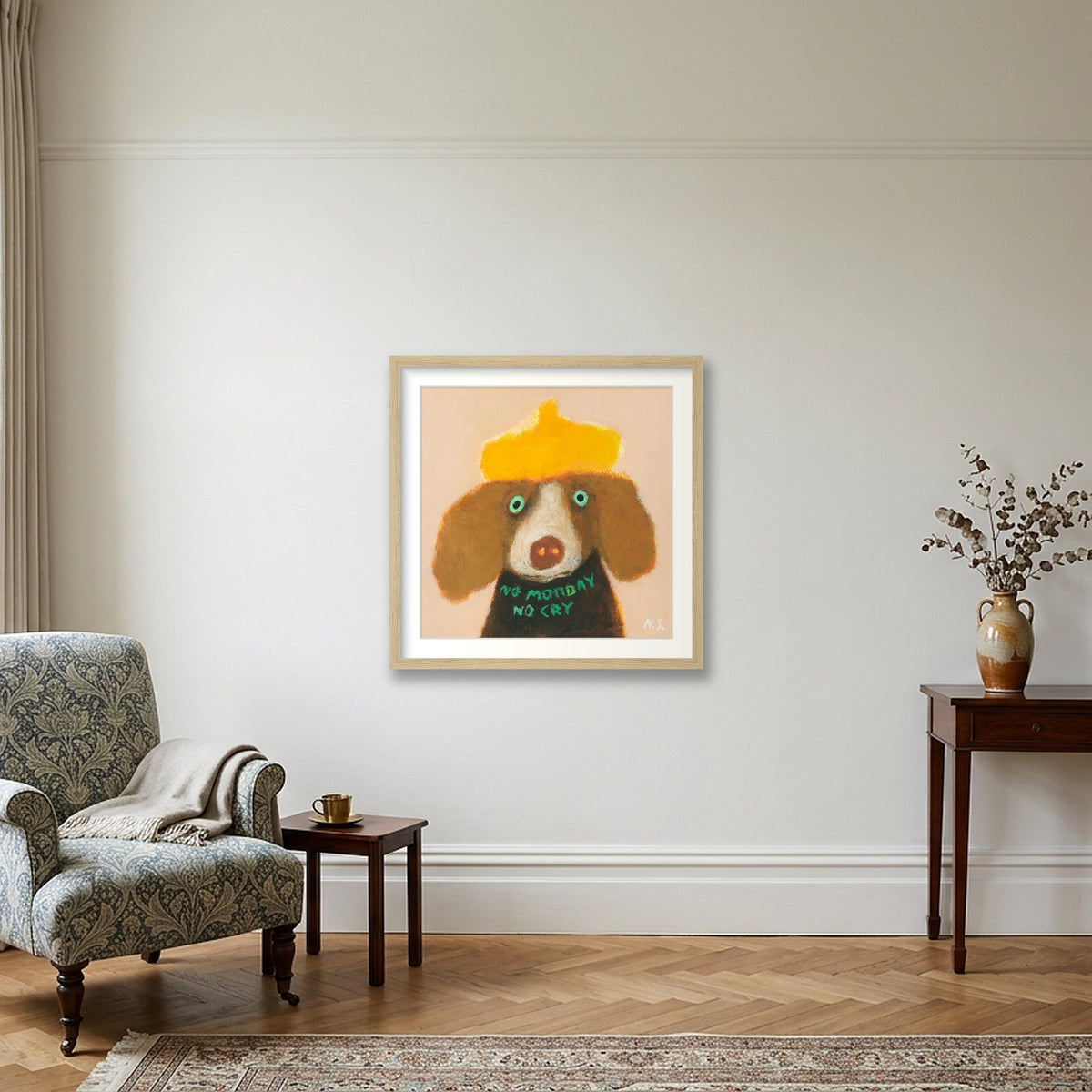 No Monday No Cry — 40×40cm, 16×16" Oak Frame