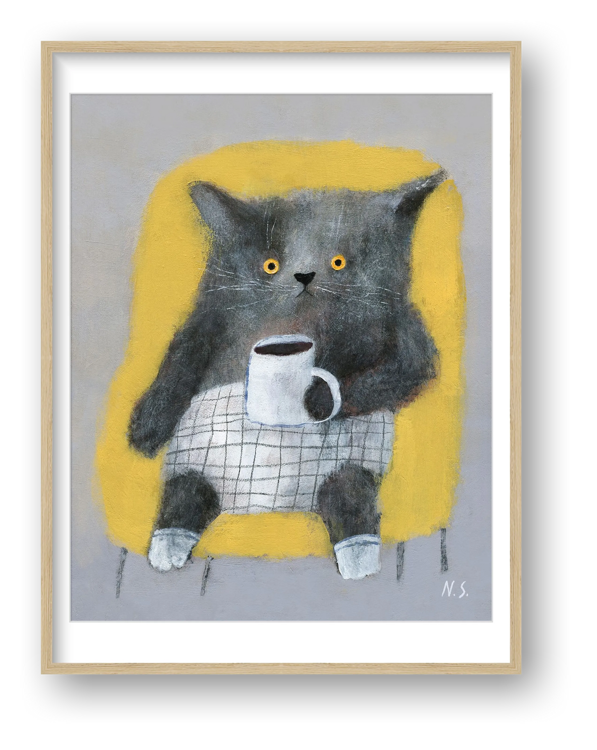  Cat in the Yellow Chair  — framed