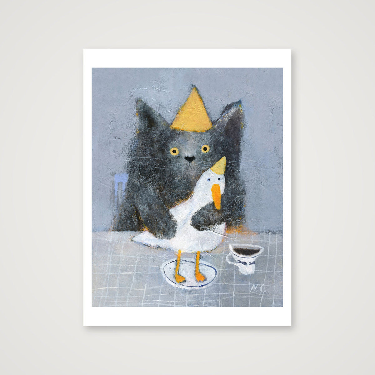 Cat with a Duck  — 60×80cm, 24×31" Print only