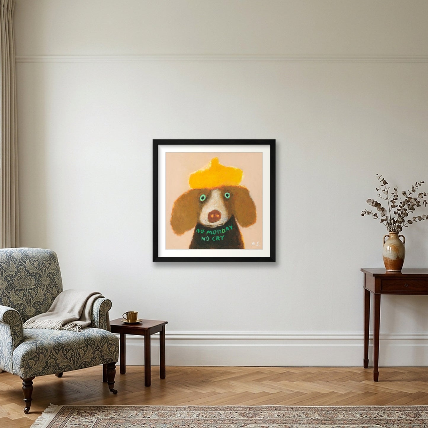 No Monday No Cry — 40×40cm, 16×16" Black Frame