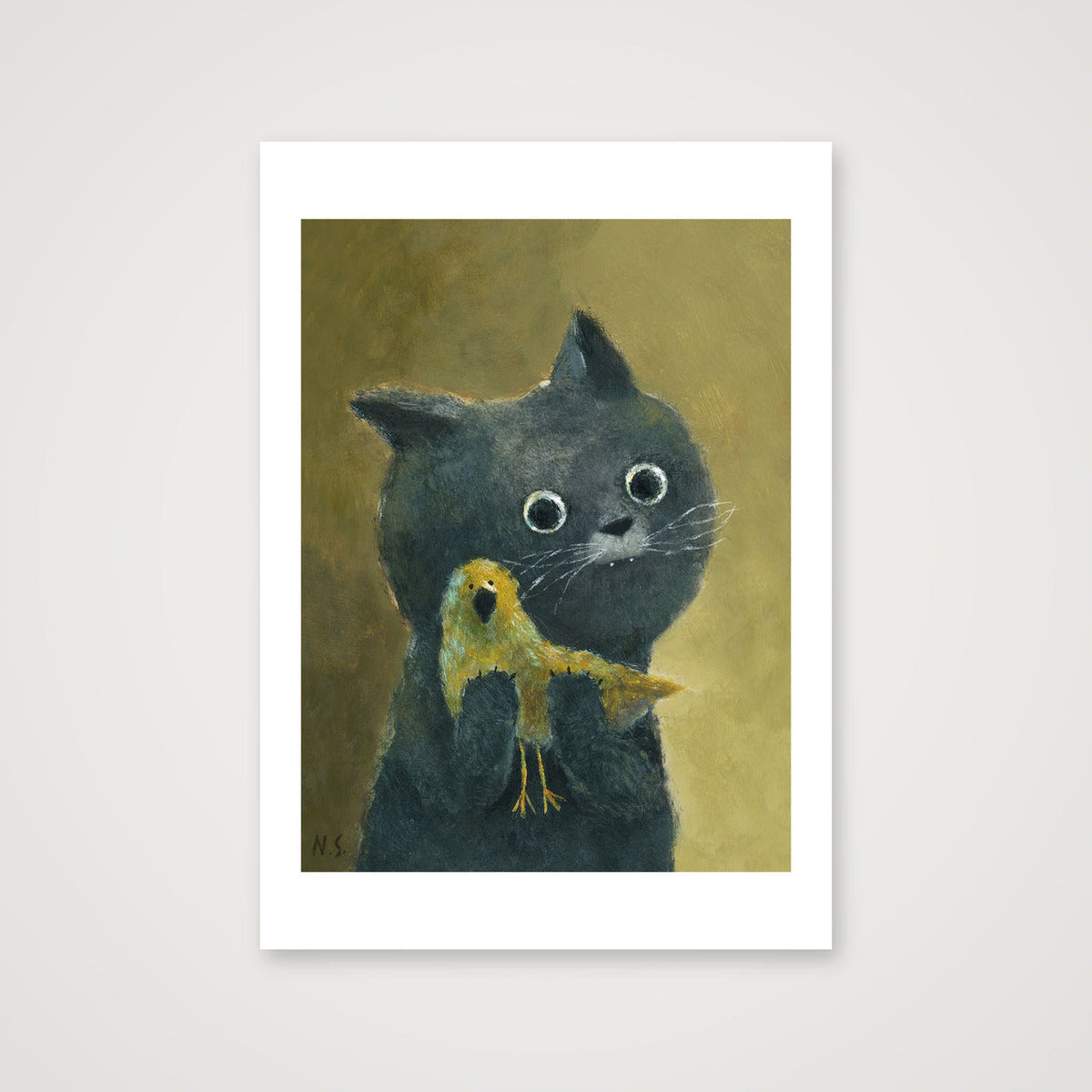 Cat and her Bird  — A4 (21×30cm, 8×12") Print only
