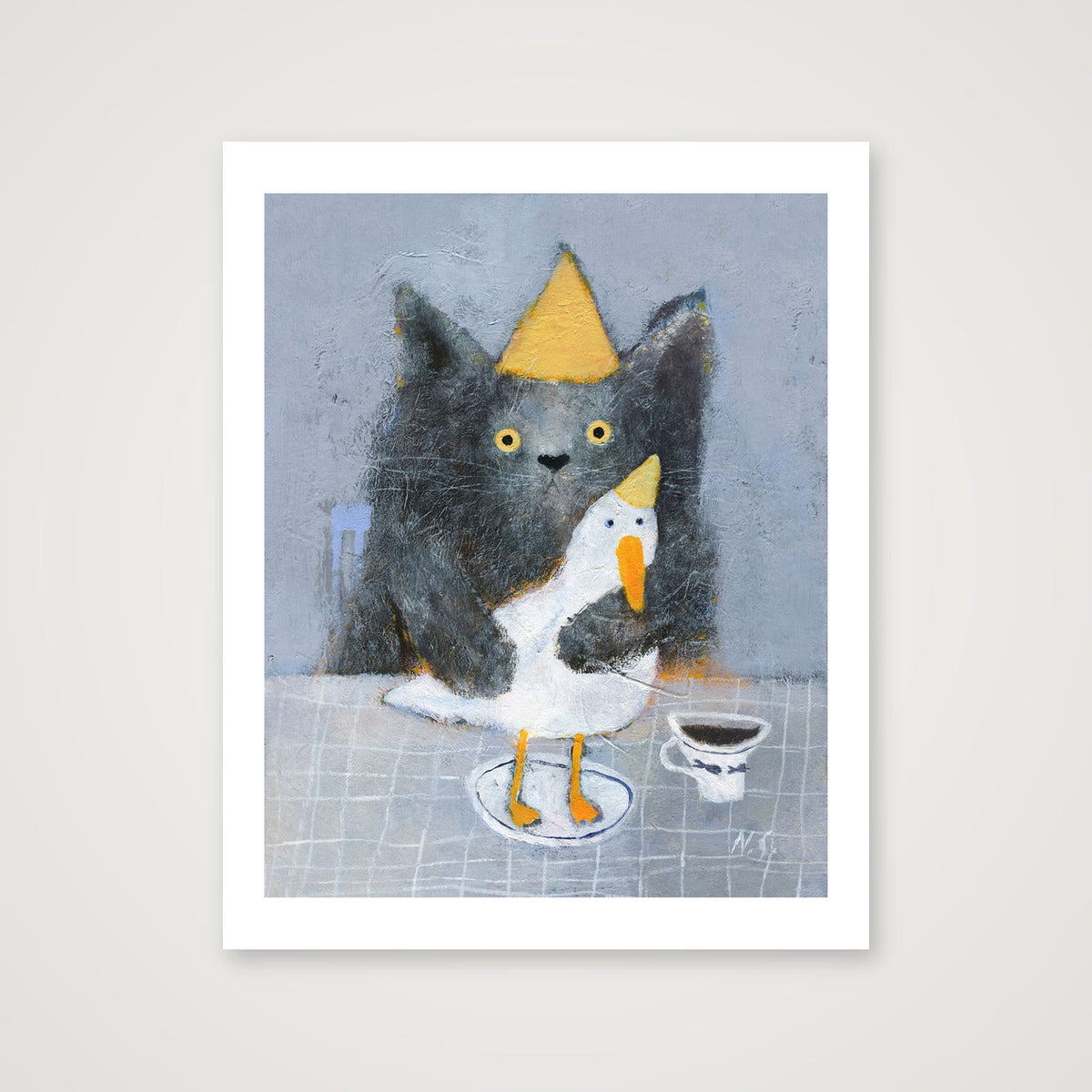 Cat with a Duck  — 28×35cm, 11×14" Print only