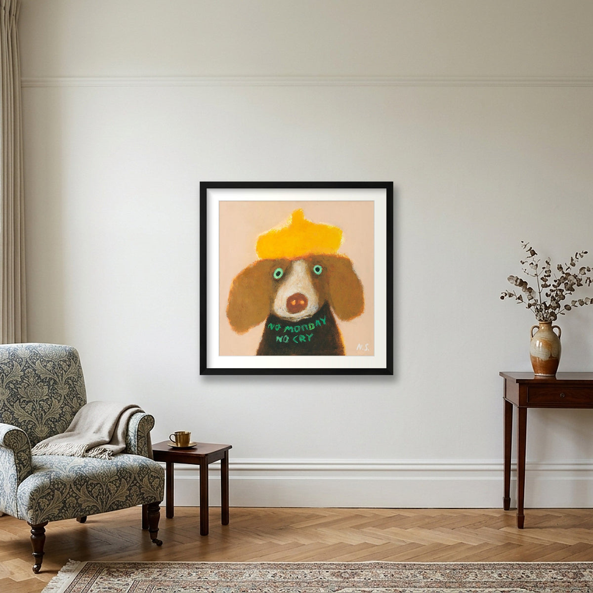 No Monday No Cry — 50×50cm, 20×20" Black Frame