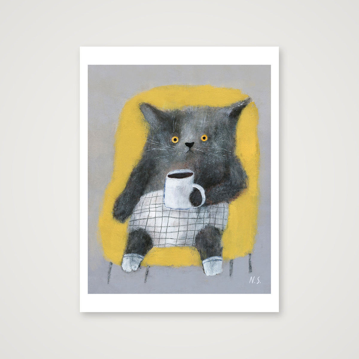  Cat in the Yellow Chair  — 60×80cm, 24×31" Print only