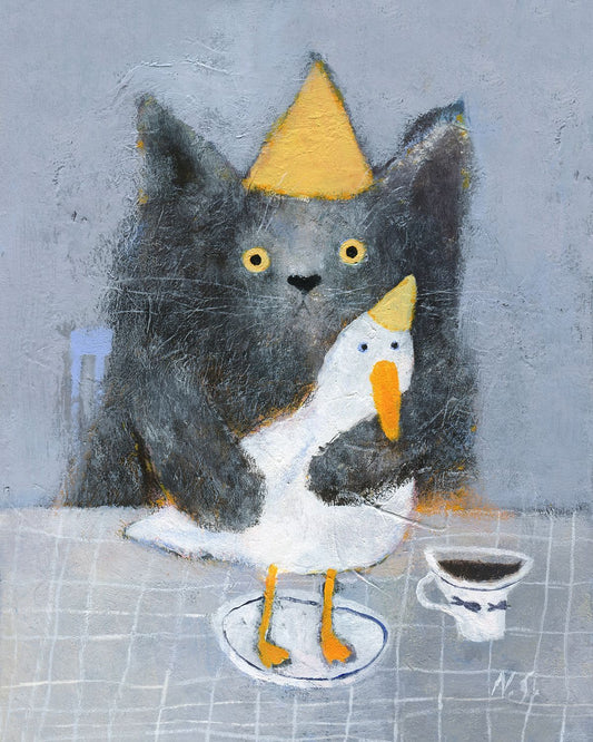 Cat with a Duck 